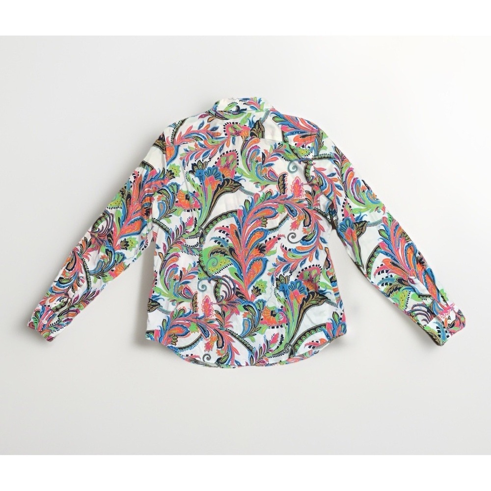 VTG RALPH LAUREN WOMEN'S L SHIRT BUTTON UP PAISLEY LONG SLEEVE NON IRON COLORFUL - Picture 4 of 7